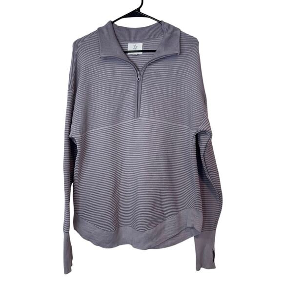 Offline Aerie Ribbed 1/4 Zip Pullover Sweatshirt Size M Purple Oversized Comfy - Picture 1 of 11